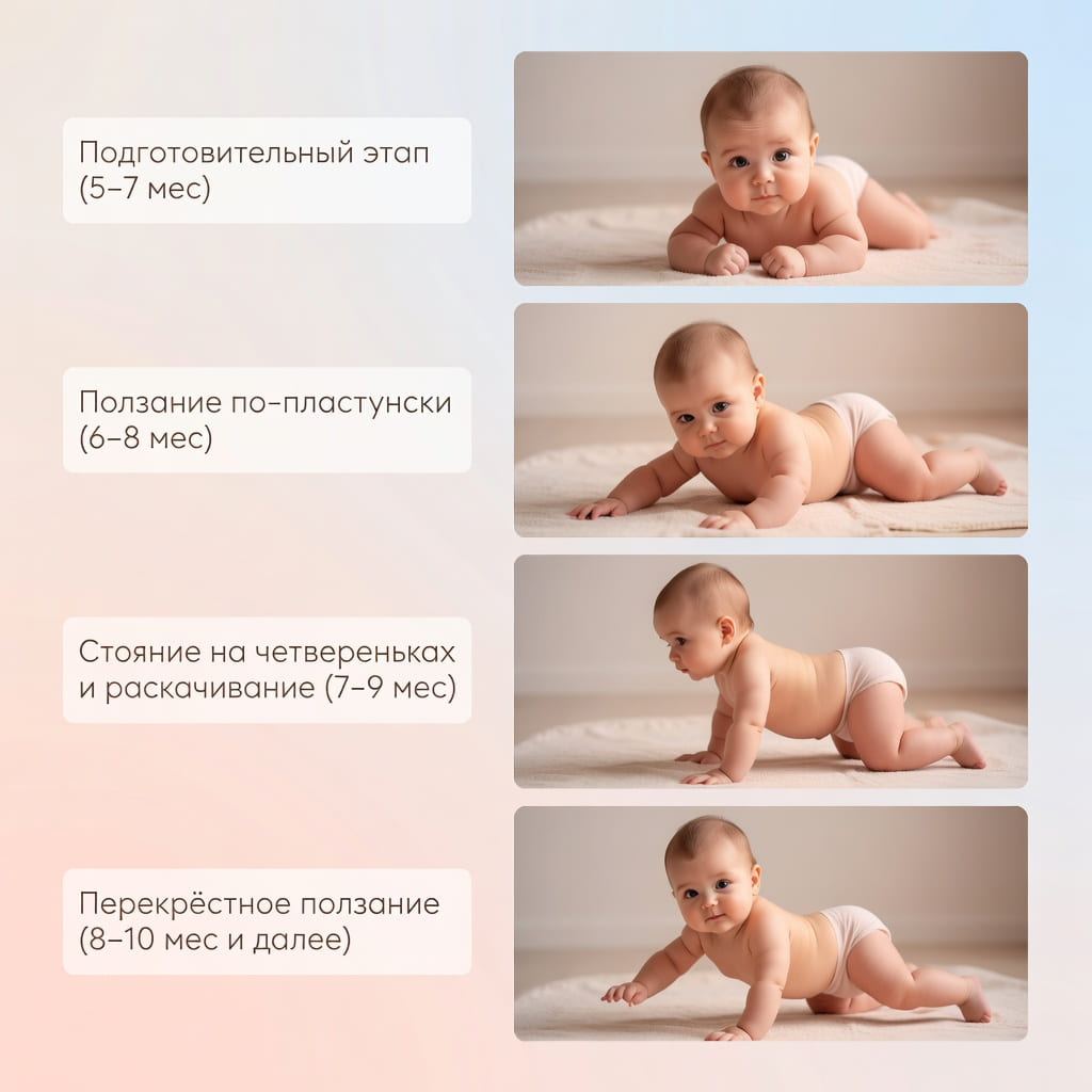 Этапы ползания ребёнка