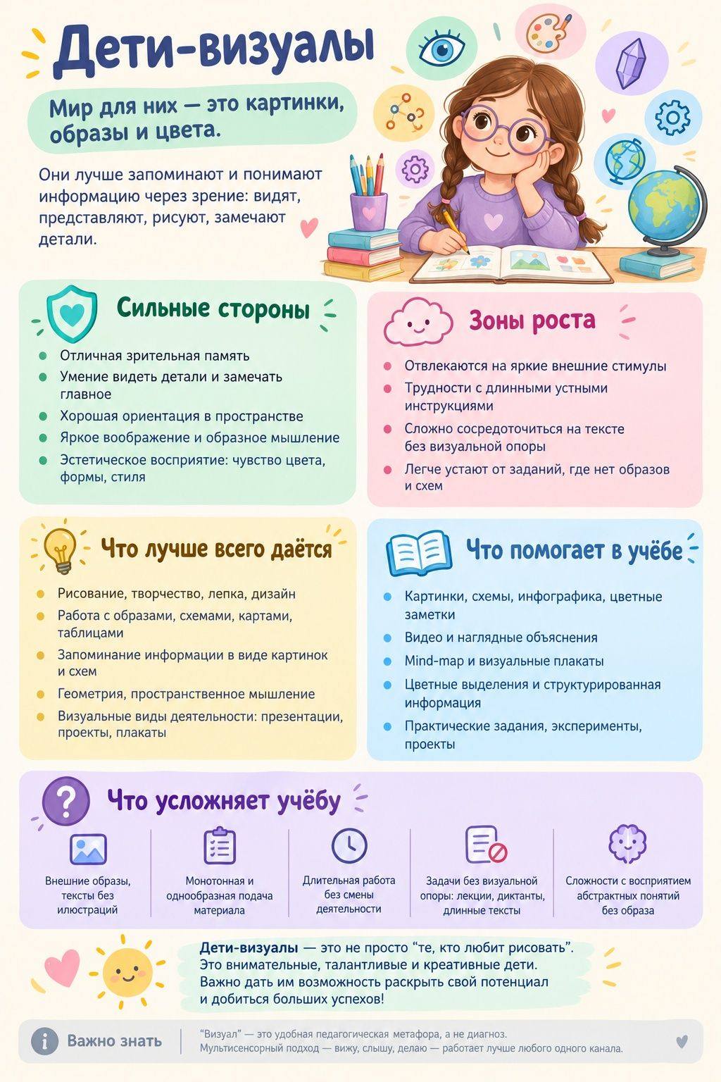 Дети-визуалы: инфографика об особенностях восприятия и обучения