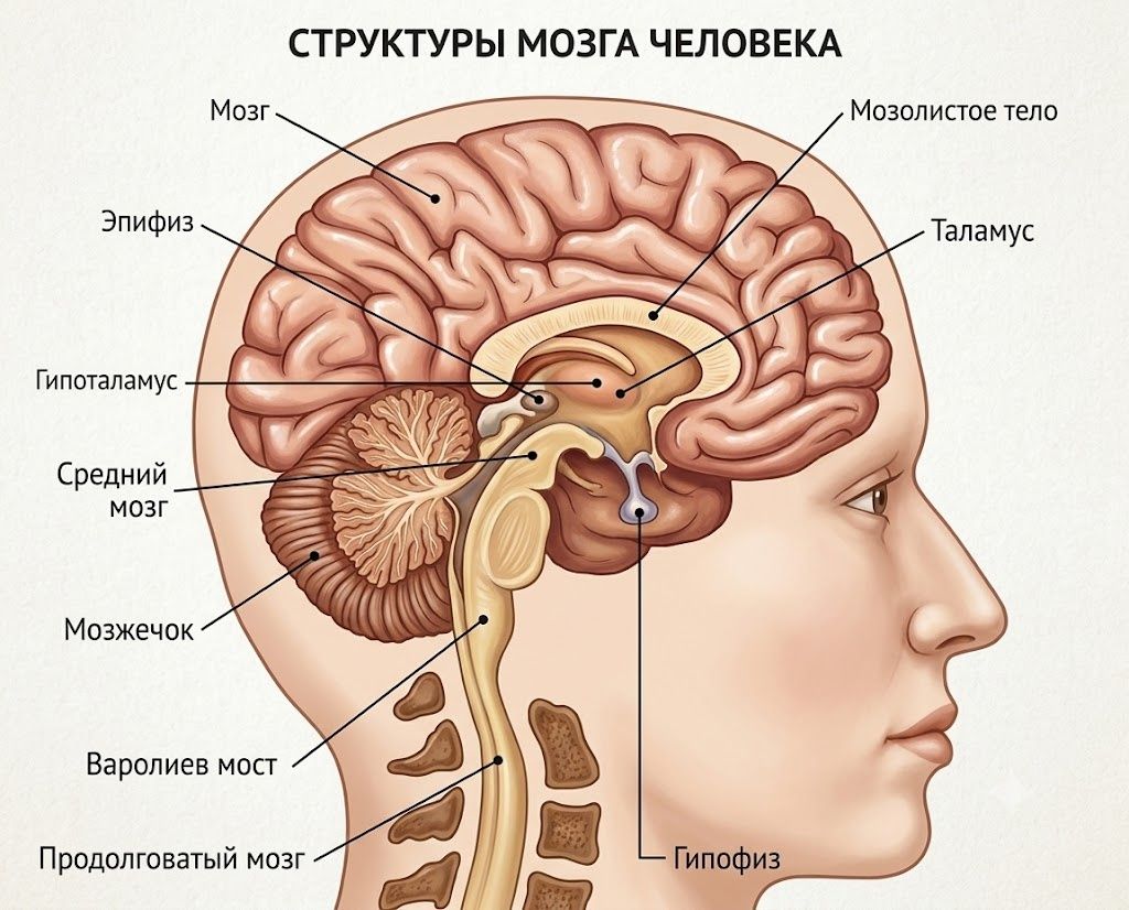 инфографика: структуры мозга человека
